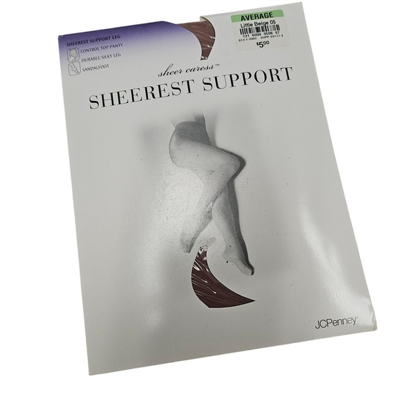 JCPenney‎ Sheer Caress Sheer Support Control Top Pantyhose Little Beige Average - Picture 1 of 4